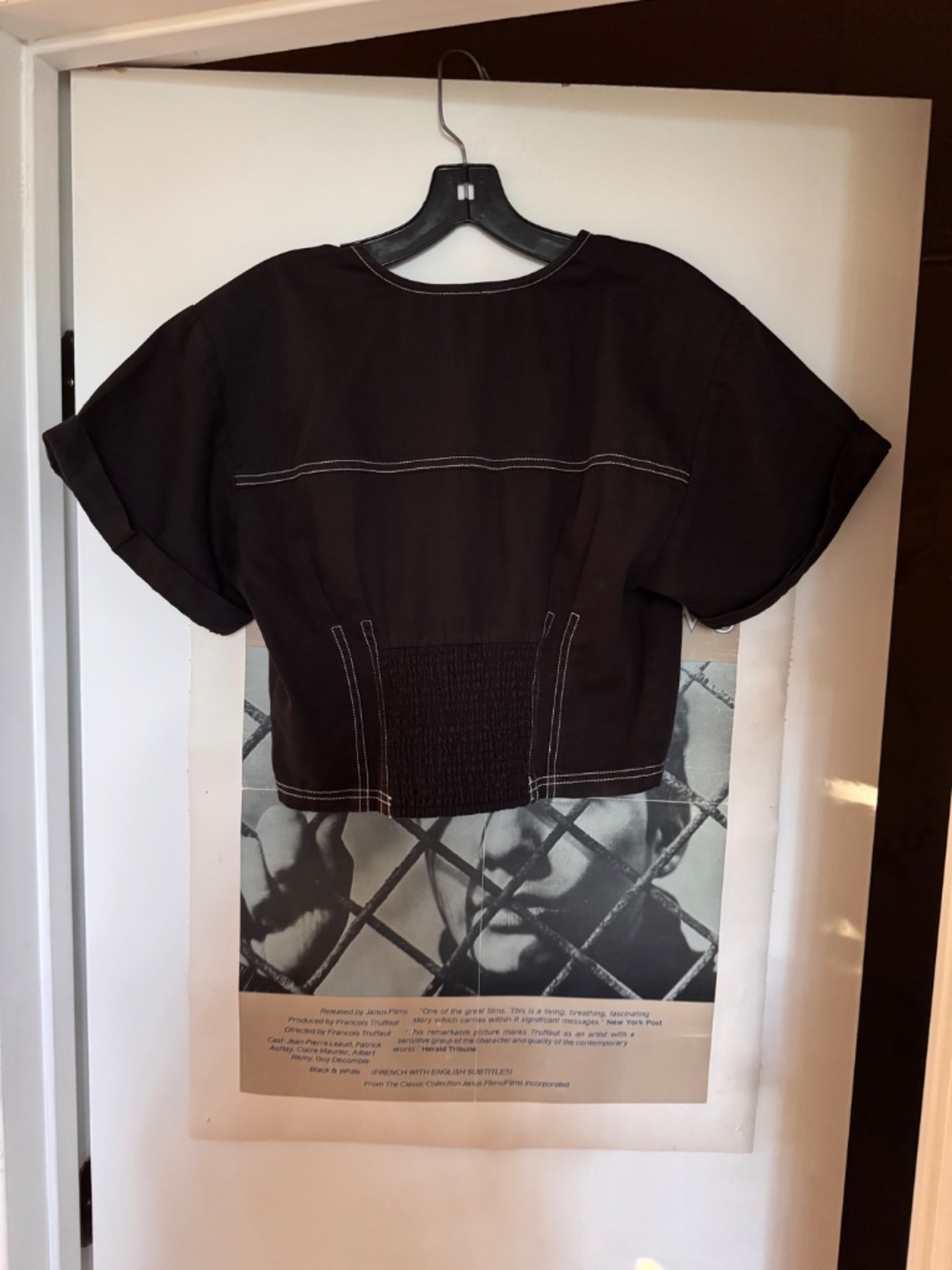 Anthropologie Pilcro Black Contrast Stitch Button Crop Top Size 8 NWT - Picture 3 of 6